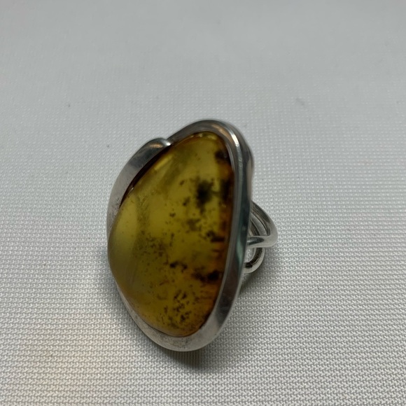 Jewelry - 925 Sterling Silver and amber  ring size7 / 052024-RG0050 B